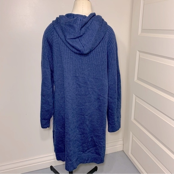 NWT Raffi Blue Hooded Cardigan Sweater Extra Fine Merino Wool Relax Minimalist S - Picture 7 of 14